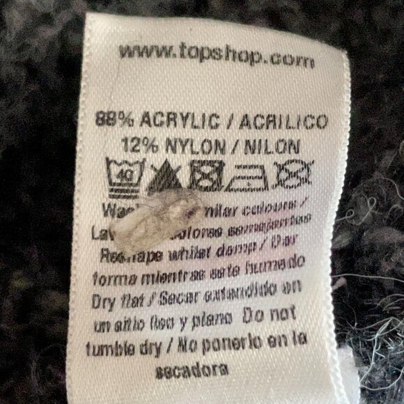 🌺 TopShop Buttoned Mock Neck Cap Sleeve Cardigan Knit Sweater Size 6 Neutral - Picture 9 of 11